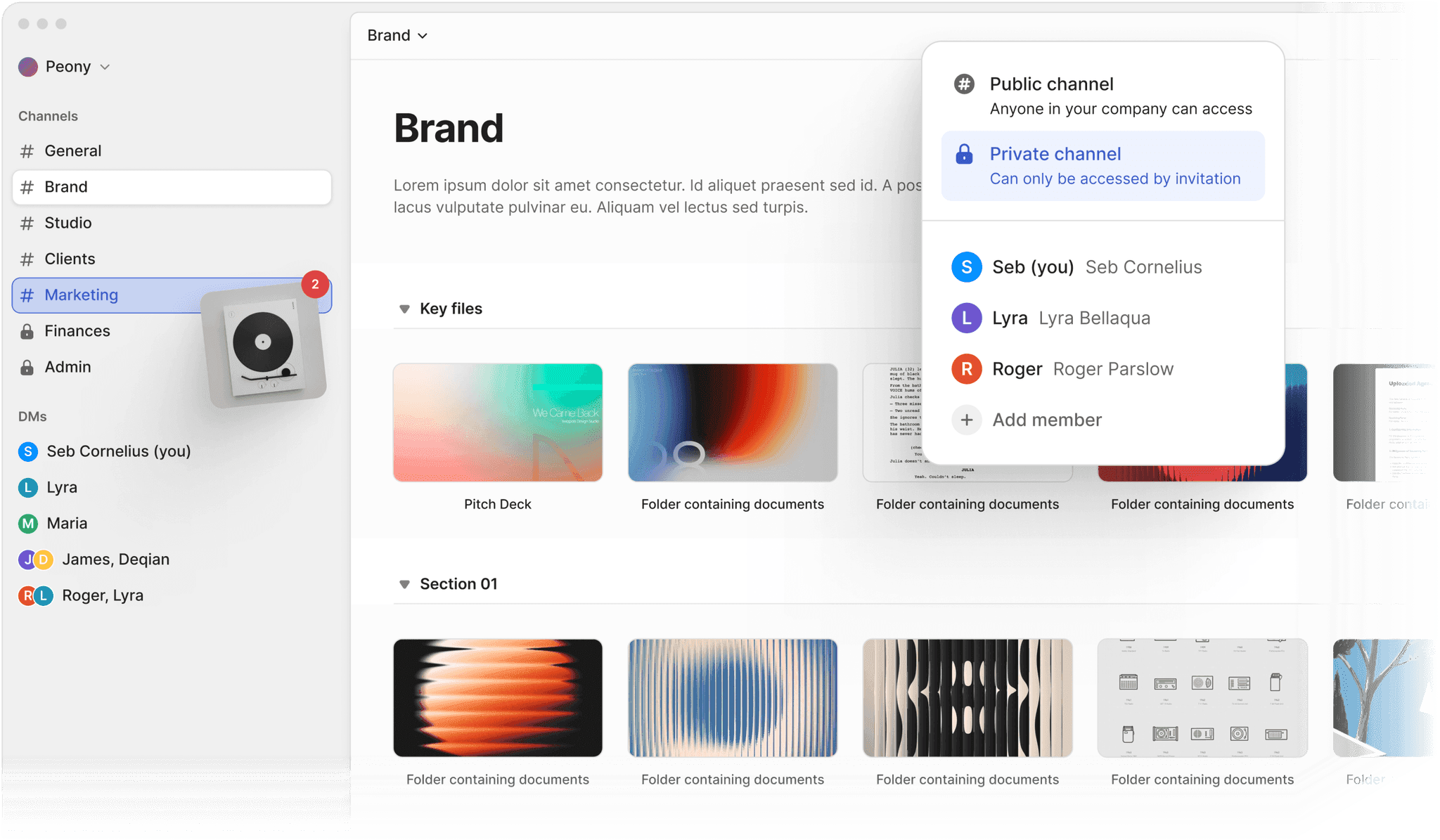 Slack-style Channels Interface